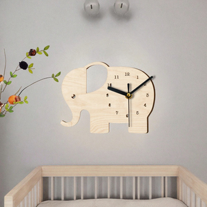 MCC404 Modern Single Face Elephant <b>Wall</b> <b>Clock</b>-Wooden Cartoon <b>Wall</b> -Hanging for Children's Room/Sleeping Area-<b>Silent</b> <b>Clock</b> - Product Image 3