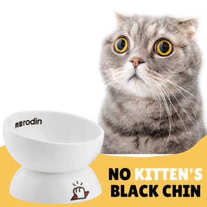 Piccolo animale portatile eco-friendly <span class=keywords><strong>Cat</strong></span> Bowl solido rotondo piatto in ceramica con funzione rialzata per viaggi all'aperto facile da pulire - Product Image 3