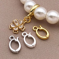 Fermoir universel ouvert en laiton plaqué or véritable 18 carats, de forme ovale, coloré et durable, pour pendentifs, colliers de perles et bracelets DIY