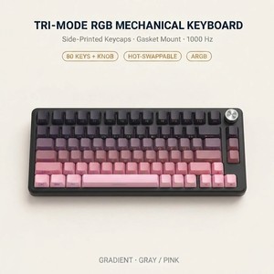 Tri Mode Mechanical Keyboard Hot Swappable Blueberry Switch Gasket Mount 80 Keys Metal <strong>Knob</strong> PC Gamer - Product Image 1