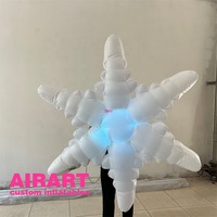 Marionnette de costume de flocon de neige gonflable personnalisé de 1.5 m, défilé de vacances, fleur de neige gonflable de performance de rue avec lumière led