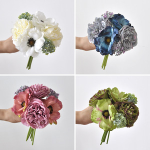 Metti il mazzo artificiale di peonie Bouquet di giglio d'argento di fotografia di matrimonio Bouquet di fiori a mano della sposa - Product Image 4
