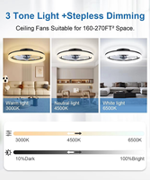 Ventilateur de plafond moderne télécommandé de 20 pouces avec lumière, ventilateurs de plafond encastrés pour chambre à coucher, chambre d'enfant et salon