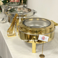 Fête de mariage arabe Buffet rond en or de luxe Restaurant Banquet Plat de chauffe-plats Chauffe-plats pour traiteur