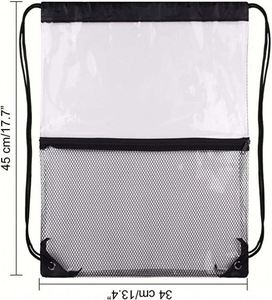 Customized Waterproof Clear Pvc <b>Backpack</b> Transparent Gym Stadium Approved <b>Drawstring</b> Bags With Pocket Unisex Bag - Product Image 3