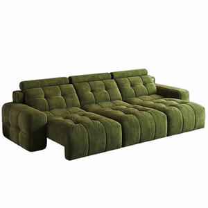 Divano Componibile Moderno in <span class=keywords><strong>Tessuto</strong></span> di Velluto a Coste Verde, Chaise Longue Reversibile, Ampia Seduta per Soggiorno - Product Image 6