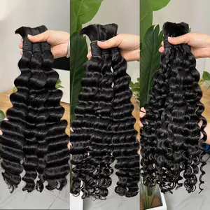 Волнистые человеческие волосы с глубокими волнами, объемное наращивание, не утки, 100% Необработанные индийские кудряющие волосы, человеческие волосы для плетения