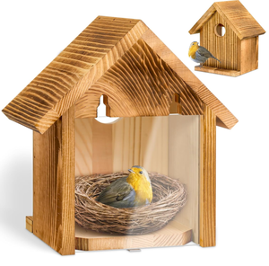 Nichoir en bois moderne et naturel pour l'intérieur et l'extérieur, avec fenêtres transparentes pour observer l'intérieur du nichoir - Product Image 1