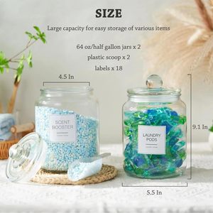Clear Glass <strong>Laundry</strong> <strong>Jar</strong> Storage Glass <strong>Laundry</strong> <strong>Jar</strong> With Lid Use for Bathroom - Product Image 3