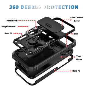 Camera len bảo vệ trường hợp đối với iPhone 17 Pro Max 16e 17 không khí 15 14 cộng với 11 12 13 Vòng đứng chủ Cover quay lại vỏ điện thoại - Product Image 3