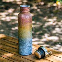 Bouteille d'eau personnalisée en titane pur à paroi simple, légère, de 16, 20 ou 24 oz, avec couvercle, poignée et housse en tissu pour l'alpinisme