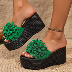 Nouvelles sandales compensées à plateforme épaisse pour femme, collection été 2025, style floral, grande taille, pour le commerce international - Product Image 2