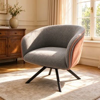 Fauteuil d'appoint ergonomique pivotant en tissu, siège en forme de baril, pieds en métal inclinés, pour salle à manger, bureau