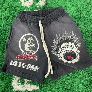 Custom French Terry Gym Shorts Heavyweight 100% Cotton Screen Printing Streetwear Vintage Sun Faded Acid Wash Shorts For Men