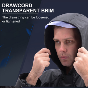 Capa de Chuva Masculina Ecológica Personalizada Design Clássico à Prova d'Água com Capuz Roupa de Chuva Individual Durável para Caminhada - Product Image 3