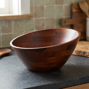 Tazón de Madera Pulida Vintage con Diseño de Ondas Grandes, Decoración para el Hogar y Fiestas, Ecológico, Modelo NAD4350 BS International Uttar 0.2kg - Product Image 1