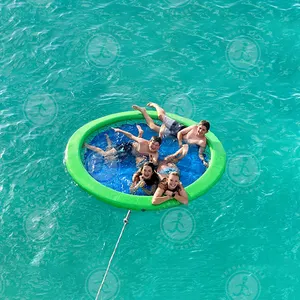 10ft Inflatable Circle Water Hammock Swimming Lounge Pool With Floating Net Bottom