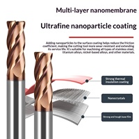Fraise à bout rond en acier au tungstène 58HRC, 4 cannelures, pour usinage CNC de l'acier, de l'acier inoxydable et de l'acier moulé
