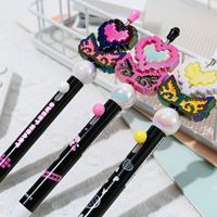 Stylo gel de décompression rotatif personnalisable pour filles 0.5mm perles de fleurs en plastique stylos à logo Instrument d'écriture bricolage