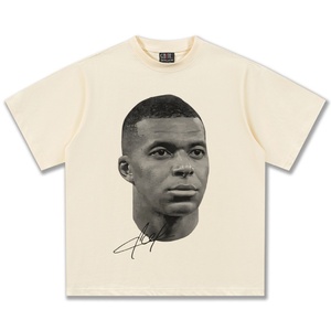 Nouveau T-shirt 2026 Mbappé style américain vintage 100 % coton coupe ample col rond motif ours manches courtes respirant impression par transfert thermique - Product Image 5