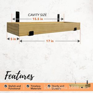 Wooden Floating Wall <b>Shelf</b> Natural Wood Color Wall Mounted Storage <b>Rack</b> For Kitchen Bathroom Living Room - Product Image 3