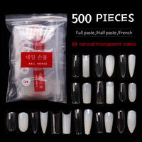 Dernières Nouveautés : 500 Pièces/Sac de Faux Ongles Pré-dessinés, Styles Variés, Couleurs Naturelles et Transparentes, Demi-Couverture et Couverture Complète