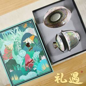 ชุดกาน้ำชาเซรามิก Peacock Three-Talent ขนาดใหญ่ ทนความร้อน พร้อมกล่องของขวัญ - Product Image 4
