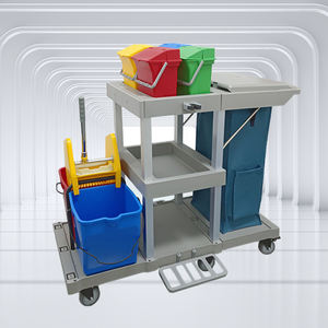 Chariot de nettoyage commercial modèle C-3, chariot de ménage pour hôtel, chariot de service hospitalier, chariot de nettoyage en aluminium - Product Image 6