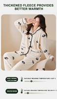 Hygieia - Ropa de Casa Personalizada de Invierno, de Forro Polar Coral, con Cintura Elástica, Térmica, de Manga Larga, Gruesa, Cálida y Cómoda, con Estampado de Dibujos Animados
