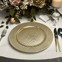 Assiette de présentation de 13 pouces pour mariage, 1 pièce, nouvelle, durable, plusieurs couleurs, en plastique, motif personnalisé de luxe pour mariages, hôtels et fêtes