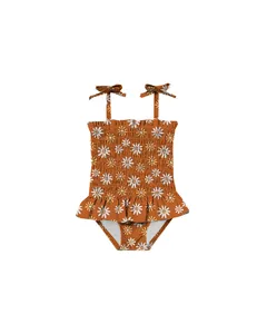 Conjunto de bikini de cobertura completa para niños, traje de baño de 1-7 años con estampado floral, 2023