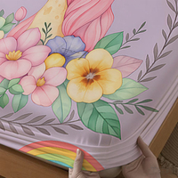 Ensemble de 3 draps-housses imprimés licorne et princesse pour enfants, draps de lit mignons à fleurs arc-en-ciel pour filles avec taies d'oreiller