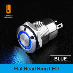 LANBOO 12mm 미니 플랫 푸시 버튼 스위치. 경제 스위치. 래칭/순간. LED 빨강, 녹색, 파랑, 노랑 및 흰색 - Product Image 6