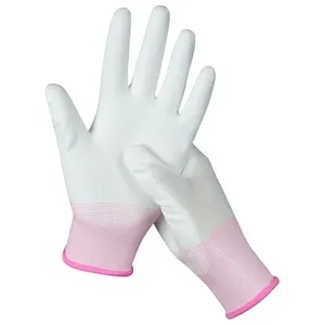 Gants de protection des mains enduits de PU avec une bonne élasticité, antistatique et confortable à porter