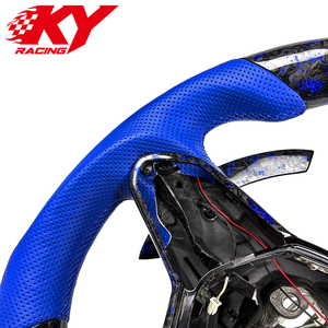 Volante personalizado de fibra de carbono forjado azul con LED RPM y levas de cambio para Volkswagen MK8 8.5 Golf GTI R ID4 2020-2026 - Product Image 2