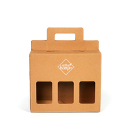 Caja de Cartón Corrugado Personalizada para Vino, Paquete de 2/3/6 Botellas, Caja de Embalaje para Jugos, Bebidas y Café con Asa