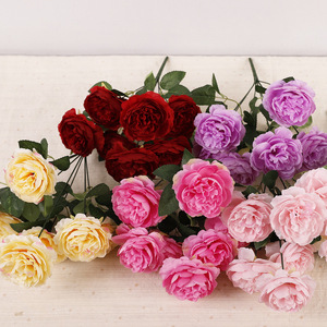 <b>Artificial</b> <b>Peonies</b> 7 Heads Pink Plastic Silk Flowers High Simulation Wedding Home Decoration - Product Image 3