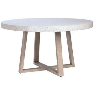 Table basse en pierre naturelle, style moderne simple, pieds croisés, table ronde blanche pour salle à manger - Product Image 1