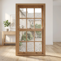 Système de fenêtre coulissante verticale en bois massif avec porte de balcon du sol au plafond, verre isolant et rail de glissement fluide