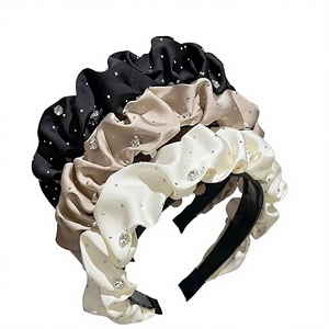 Stylish Female Autumn Winter Vintage Velvet Padded Pleated Lightweight Adjustable Scrunchies Solid Color Hair Accessories for - Product Image 3