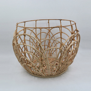 Huangtu Handmade Rattan Laundry Basket Indonesia Rattan Storage Basket Washing Dirty Clothes Basket for Bathroom Decor