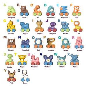 Jinying alfabeto tirare indietro auto animale disegni giocattolo educativo per il bambino gomma morbida rotolamento del veicolo ABC apprendimento giocattolo prescolare - Product Image 3