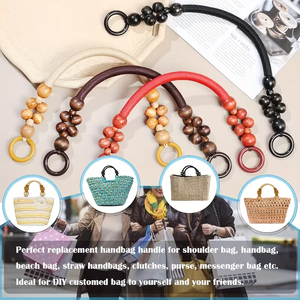 Asas de Madera <span class=keywords><strong>para</strong></span> Bolsos, Cordón de Poliéster, Asas de Repuesto <span class=keywords><strong>para</strong></span> Bolsos, Anillo Negro - Product Image 6