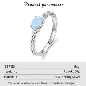 <b>Opal</b> <b>Ring</b> 925 Sterling <b>Silver</b> Prong Setting Ball Pattern Classic Women's Gemstone <b>Ring</b> Everyday Wear - Product Image 2