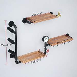 औद्योगिक पाइप अलमारियों वाइन रैक दीवार पर लटका वाइन रैक दीवार लटका वाइन ग्लास हैंगर वाइन ग्लास हैंगर - Product Image 2