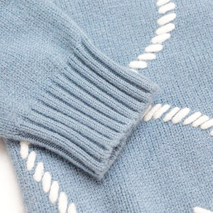 <span class=keywords><strong>Cardigan</strong></span> di Lusso Personalizzato con Scollo a V e Ricamo, Maglione Vintage <span class=keywords><strong>Blu</strong></span> da <span class=keywords><strong>Donna</strong></span> con Ricami - Product Image 5