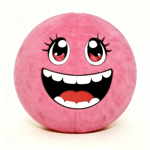 Coussin en peluche personnalisé à visage rond et souriant, jouet en peluche sphérique à visage souriant, boule en peluche à visage souriant fou - Product Image 1