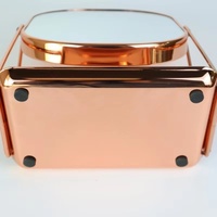 Miroir cosmétique portable en verre rose doré, simple face, réglable, forme carrée, intelligent, pour maquillage, avec rangement pratique