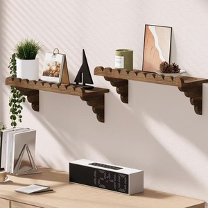 Solid Wood <b>Floating</b> <b>Wall</b> <b>Shelf</b> With Lace Edge Design For Living Room Display Storage - Product Image 1