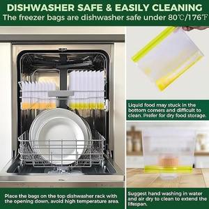 Huamaohengchun Stand-Up Reusable Half Gallon Freezer Bags Dishwasher Safe, Extra Thick Leakproof 1/2 Gallon Food Storage Bags - Product Image 5